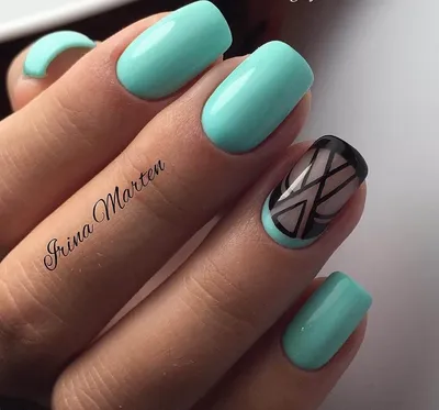 дизайнногтей #маникюр #короткиеногти #бирюзовый #nailart #nailpolish #nails  | Квадратные ногти, Мятные ногти, Красивые ногти