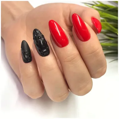 Красно-черный дизайн ногтей с каплями, оригинальный маникюр, матовый маникюр,  осенний маникюр | Nails, Beauty