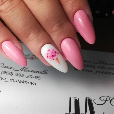 Рожок с мороженым, нежные розовые ногти, слайдер-дизайн | Ногти, Дизай  ногтей, Красивые ногти