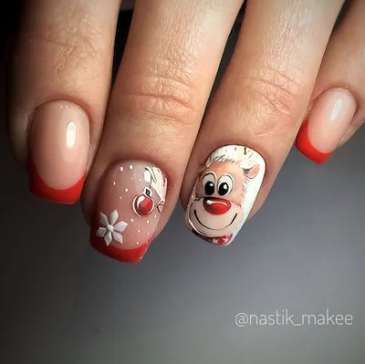 2019 60+ фото зимне новогодний маникюр с оленями | Manicura de uñas, Uñas  de gel navideñas, Uñas navideñas