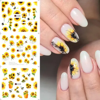 12Pcs Sunflowers Nail Sticker Spring Nail Art Decoration Daisy Sakura  Flowers Water Transfer Decals Manicure Wraps FBA1633-1644 - купить по  выгодной цене | AliExpress