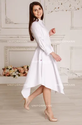 Платье медицинское — цвет белый — артикул 0110833238 в интернет-магазине  Униформа