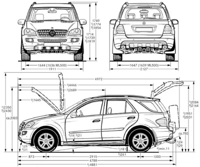 Mercedes-Benz W164 | Габаритные размеры | Мерседес W164