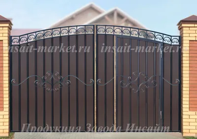 Купить кованые ворота МПА со встроенной калиткой без пик - металлические  ворота и калитки от завода производителя Инсайт.