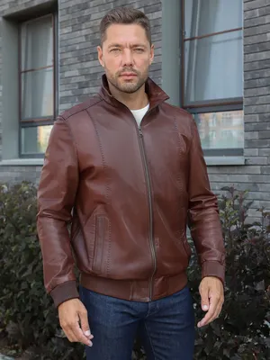 Мужская кожаная куртка на резинке ST 1102 купить в Москве