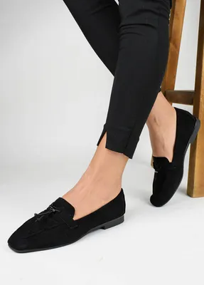Мокасины женские замшевые черные (337109) • цена: 459.00 грн • купить в  интернет магазине одежды и обуви «SaleFox»: описание, фото, отзывы