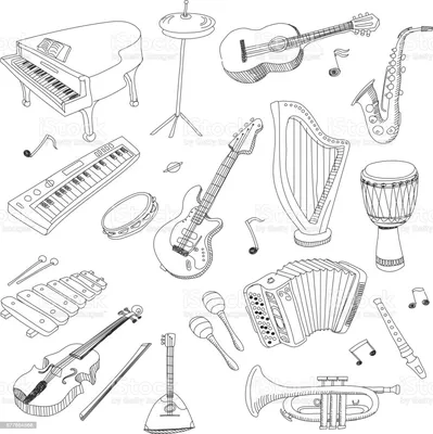 Раскраски Раскраска Гитара в рисунках Музыкальный инструмент, скачать  распечатать раскраски.