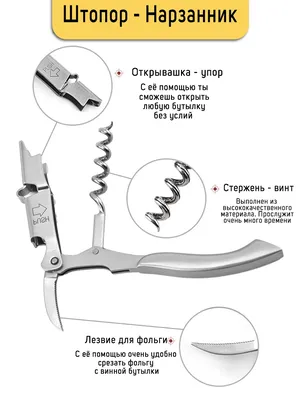 Штопор нарзанник для вина нож сомелье открывалка для пива Нож бармена  Штопор ручной wine Max-Wine 16756123 купить в интернет-магазине Wildberries