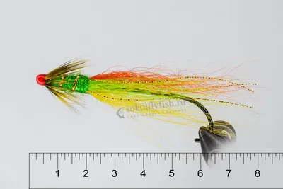Авторские лососевые мушки для ловли нахлыстом и спиннингом : Мушка  лососевая Snaelda (Шнельда) Green Highlander`s colors Variant 1,5 г
