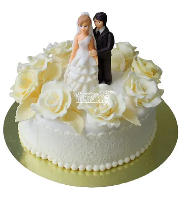 Небольшой свадебный торт №2381 купить по выгодной цене с доставкой по  Москве. Интернет-магазин Московский Пекарь