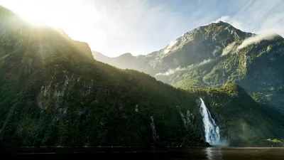 Скачать обои горы, природа, водопад, новая зеландия, южный остров  разрешение 1920x1080 #200326