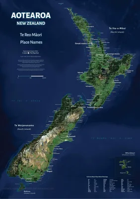 Карта Новой Зеландии на языке Маори | Пикабу