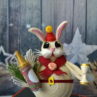 Новогодний сувенир \"Год кролика\" в технике квиллинг – купить на Ярмарке  Мастеров – S6516RU | Открытки, Ярославль