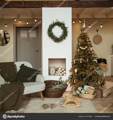 Фотография Рождество гостевая 3D Графика Новогодняя ёлка Комната
