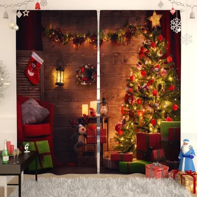 Фотошторы \"Новогодняя елка\" 1,45х2,6м, комплект 2шт, шторы для спальни,  гостиной, кухни, в подарок на новый год — купить в интернет-магазине по  низкой цене на Яндекс Маркете