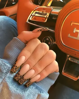 Леопардовый френч на ногтях - 68 photo