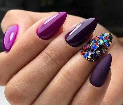 Накладные ногти средней длины фиолетового цвета с цветочным узором, 24 шт.  - купить по выгодной цене | AliExpress