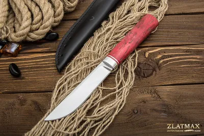 Нож Якут большой (95Х18, Стабилизированная карельская береза, Алюминий)  zik-0242 купить по цене 6094 руб