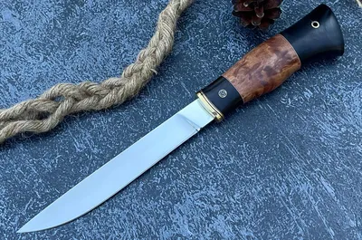 Нож \"Якут\": сталь - Bohler М390; рукоять - карельская береза, черный граб  купить в России с доставкой