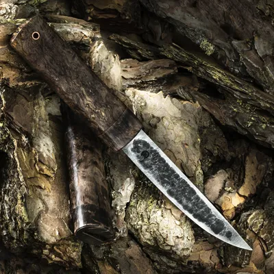 Нож ЯКУТ БОЛЬШОЙ, дамасская сталь, карельская берёза, коричневый цвет  купить в интернет-магазине Товарищество Завьялова