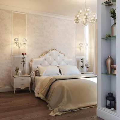 Дизайн спальни в светлых тонах классика - 56 фото