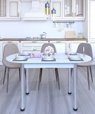 Стол обеденный Раздвижной Кухонный Овальный Белый Лофт, 70х110х75 см -  купить по выгодной цене в интернет-магазине OZON