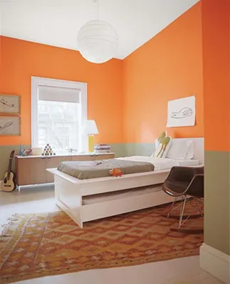 Спальня в оранжевых тонах - 77 фото