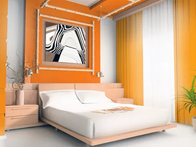 Оранжевая спальня - 77 фото