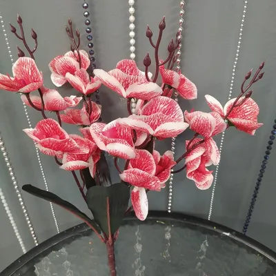 Орхидея красная, 5 веток, Цветы и подарки в Липецке, купить по цене 437  руб, Искусственные цветы в Зеленая лавка с доставкой | Flowwow