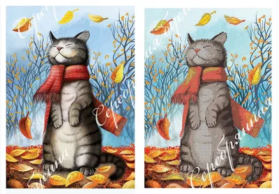 Схема для вышивки бисером с кошкой \"Осенний Кот,,, цена 115 грн — Prom.ua  (ID#216422156)