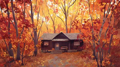 Обои осенний домик, осень, растение, окно, природа - картинка на рабочий  стол и фото бесплатно