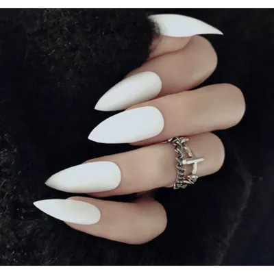 Накладные ногти Beautiful Nail White белые, острые, глянцевые длинные, 24  шт - купити за найкращою ціною в Україні ➤ KittyShop.com.ua