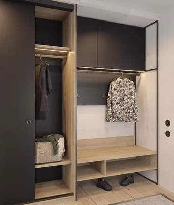 Прихожая со шкафом-купе и открытой системой хранения - мебель на заказ  MrDoors.