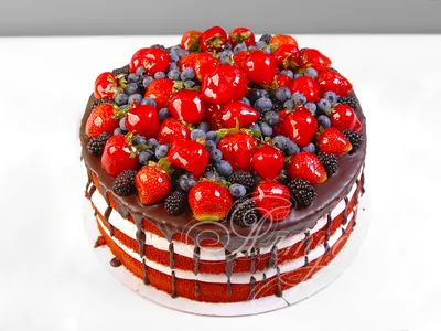 Ягодный торт с открытыми коржами 0909719 стоимостью 6 025 рублей - торты на  заказ ПРЕМИУМ-класса от КП «Алтуфьево»