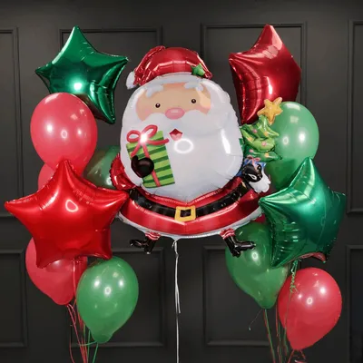 Новогодние воздушные шары с Сантой - купить по цене 3809.7 рублей ✓  Интернет магазин ШарикНаДом Москва