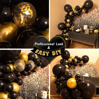 Воздушный шар комплект гирлянды черно-золотые шары вечерние украшения Арка  для воздушных шаров, день рождения, выпускной, на новый год, свадебные  туфли - купить по выгодной цене | AliExpress