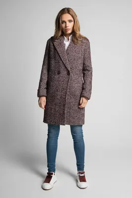 Женское пальто Gotti 171-6у бордово-белая-елочка