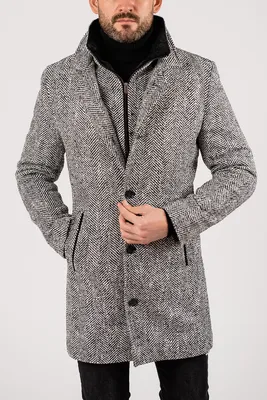 Фактурное пальто с рисунком “ёлочка”. Арт.:1-1923-2 – купить в магазине  мужской одежды Smartcasuals