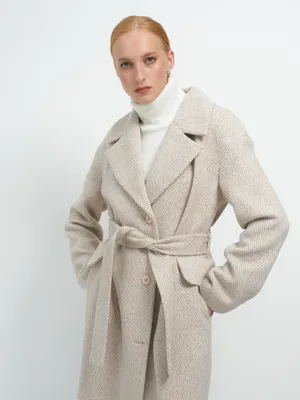 Бежевое пальто в елочку - купить в интернет-магазине Virele по выгодным  ценам с доставкой в Перми и по всей России