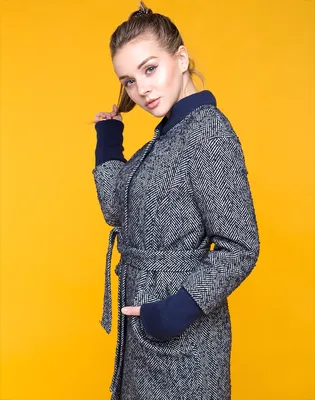 Пальто женское утепленное, модель В-131, из твида елочку, темно-синего  цвета купить в Украине. Размеры, описание, фото. Цена 800,00 грн |  Интернет-магазин \"Giorgio\"