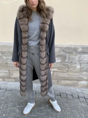 Парка-пальто из кашемира Loro Piana с отделкой мехом соболя и утеплением —  Каталог шуб - купить шубу из натурального меха в Москве от производителя  «DreamFur»