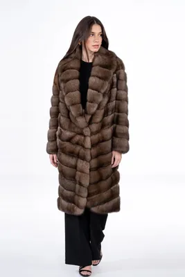 Купить пальто из меха баргузинского соболя с шалевым воротником S-514