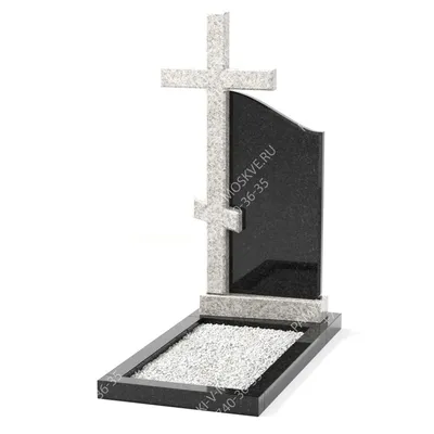 Памятник комбинированный с крестом и белого и черного гранита на могилу  АР1412