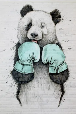 Рисунок панды, синий цвет | Обои для телефона