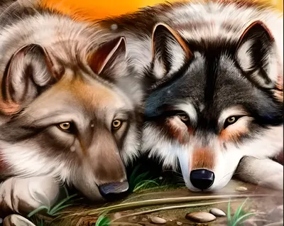 ᐉ Алмазная мозаика Пара волков на подрамнике 40х50 см (TN893)
