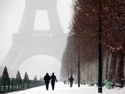 Эйфелева башня, Париж, зима - скачать бесплатные обои / oboi7.com
