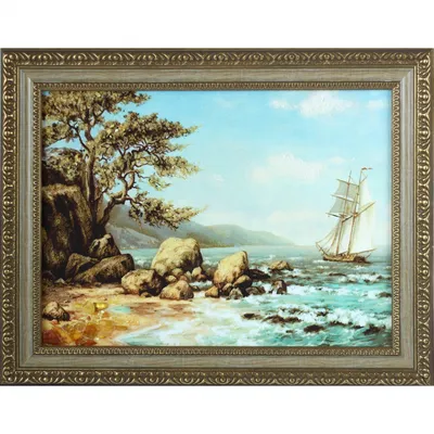 Картина Парусник в море. Размеры: 38x29,5, Год: 2021, Цена: 1500 рублей  Художник Епифанова Анна Алексеевна