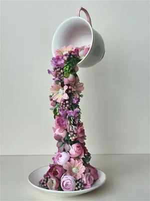 Композиция из цветов \"Парящая чашка\" Интерьерный штрих 7470693 купить в  интернет-магазине Wildberries