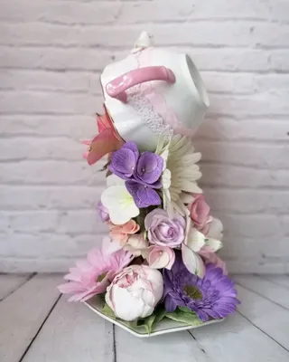 Парящая чашка с цветами из фоамирана \"Нежность\". купить за 1800 руб. на  hady.ru