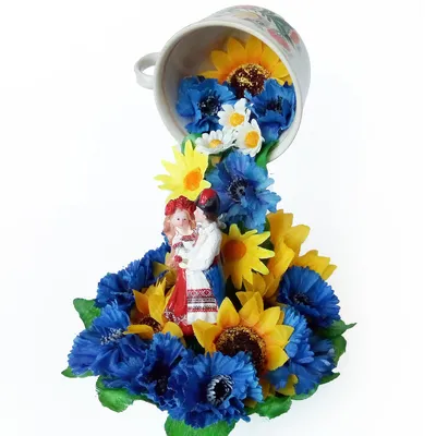 Топиарий парящая чашка Квітуча Україна Украинский сувенир в подарок на день  Независимости, цена 420 грн — Prom.ua (ID#733421453)